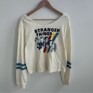 Stranger Things Graphic Off the Shoulder Long Sleeve Shirt